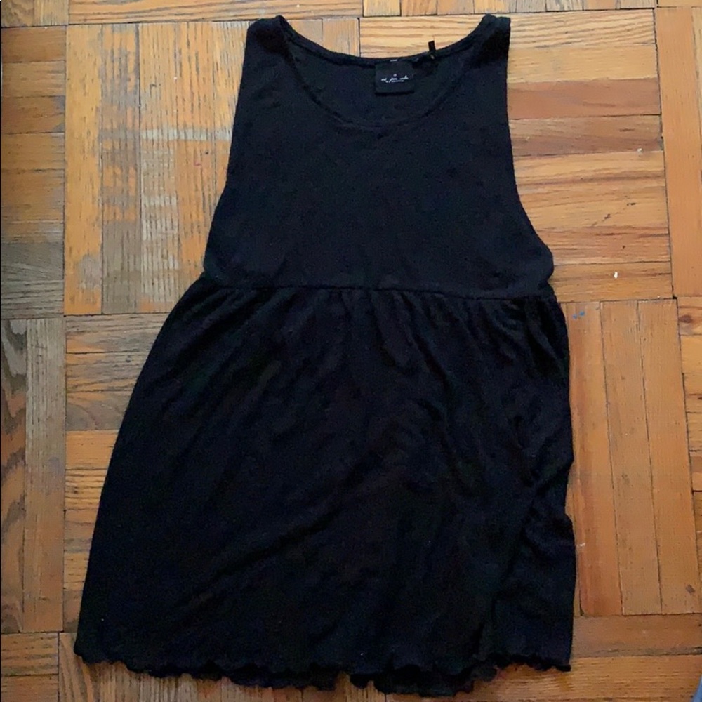 Rubbed Peplum Top with Lettuce Trim